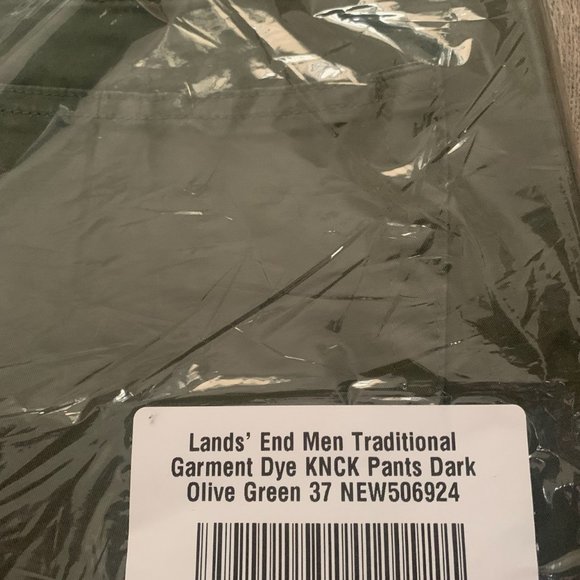 NWT LANDS' END MEN'S TRADITIONAL GARMENT DYE KNOCKABOUT‎ PANTS DARK OLIVE 37X32 - Picture 6 of 7